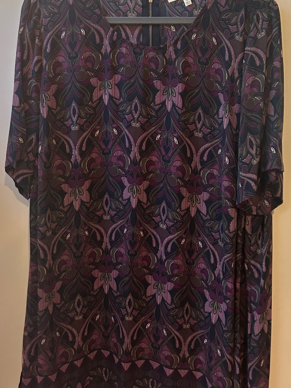 Daniel Rainn Dark Navy Top with Purple and Olive Paisley Print